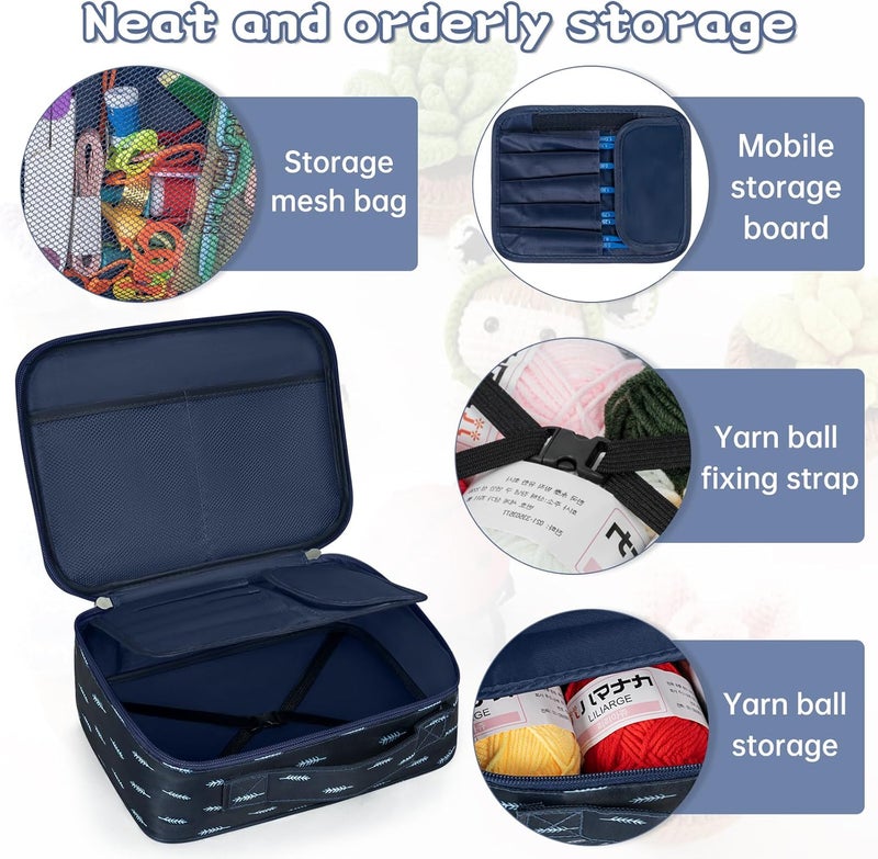 GMAK Crochet Kit for Beginners Adults, 59 PCS Crocheting Sets Include Yarn, Hooks and Tools, Portable Crochet Starter Kit for Making Variety Projects Crocheting Supplies, Navy Plume - Image 2
